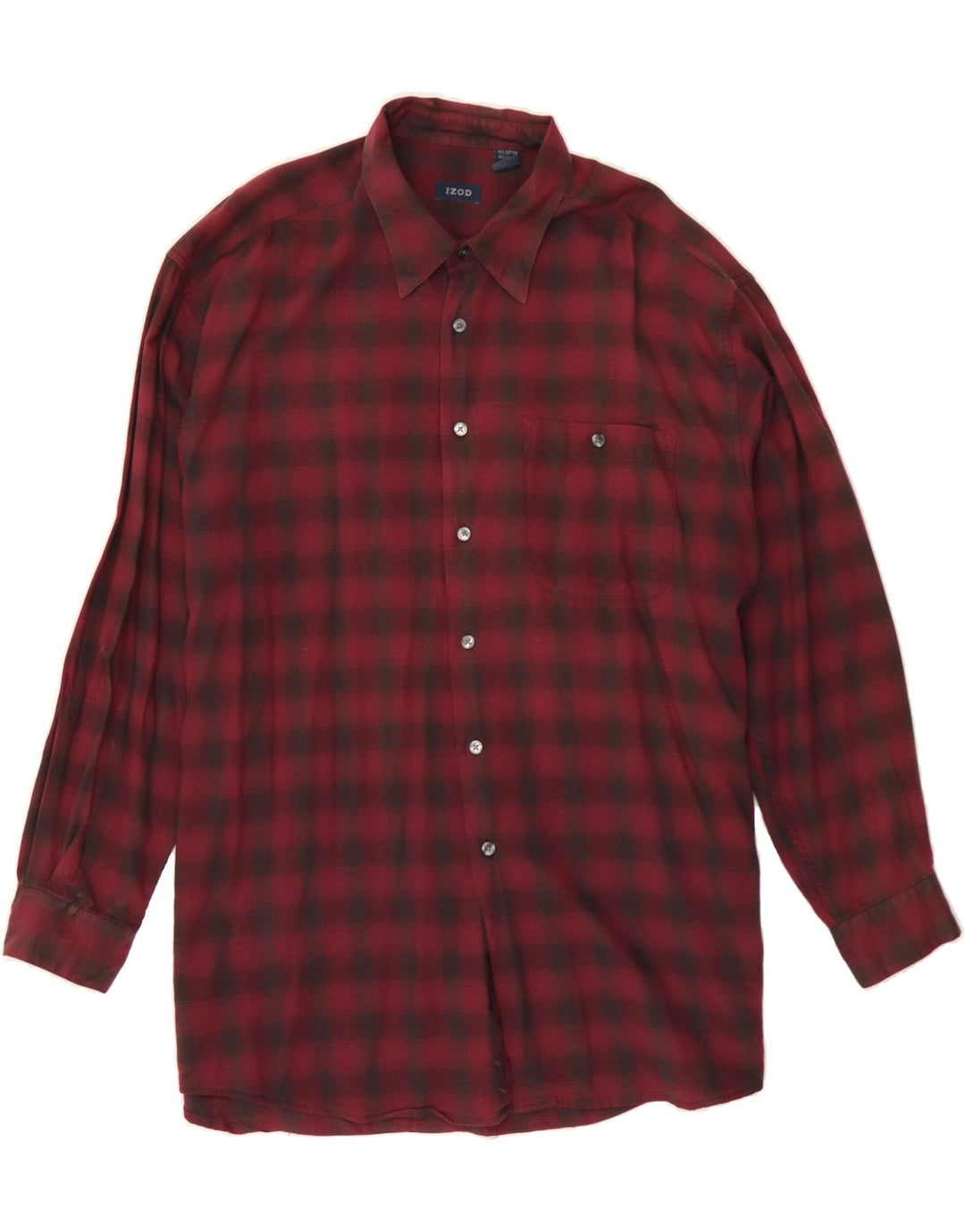 IZOD Mens Flannel Shirt XL Red Check Cotton Vintage Izod and Second-Hand Izod from Messina Hembry 
