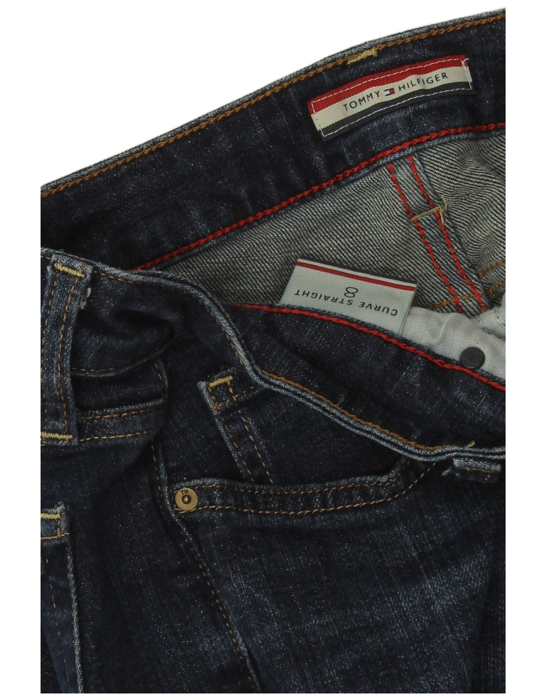Tommy Hilfiger Womens Curve Straight Jeans US 8 Medium W30 L33 Blue