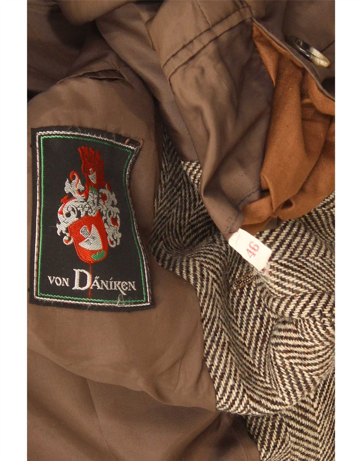 Vintage Ανδρικό τζάκετ Blazer 2 Κουμπιών IT 46 Μικρό Καφέ Ψαροκόκκαλο
