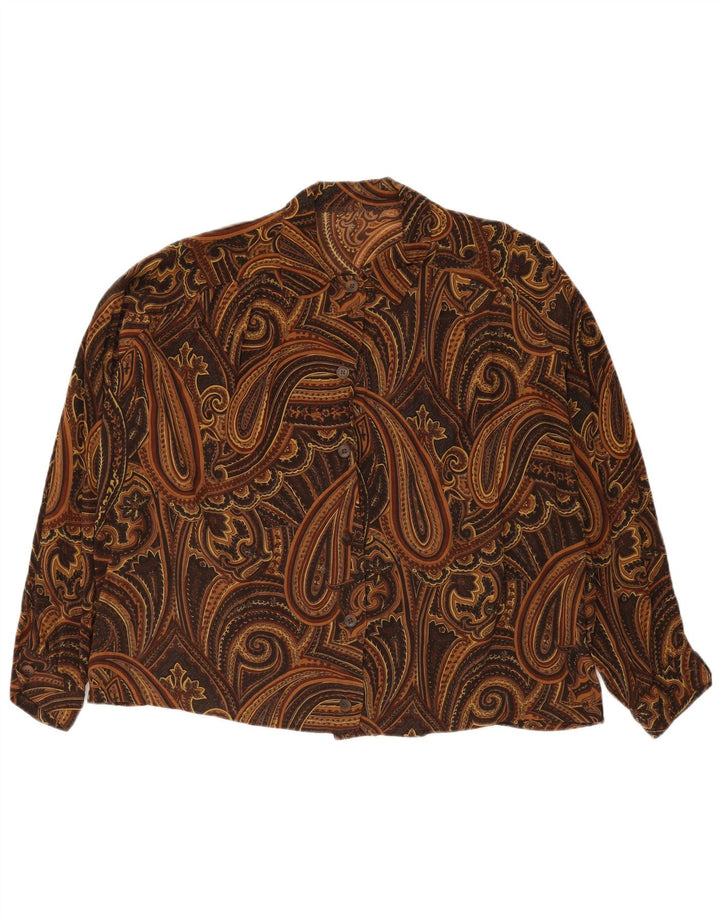 VINTAGE Γυναικείο Πουκάμισο Μπλούζα UK 18 XL Καφέ Paisley