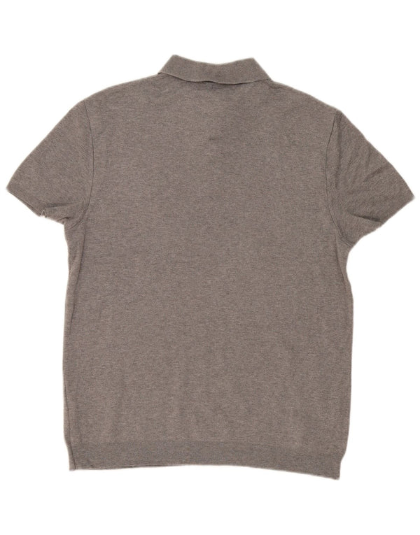 Hugo Boss Mens Short Sleeve Slim Fit Polo Neck Jumper Sweater Large Grey