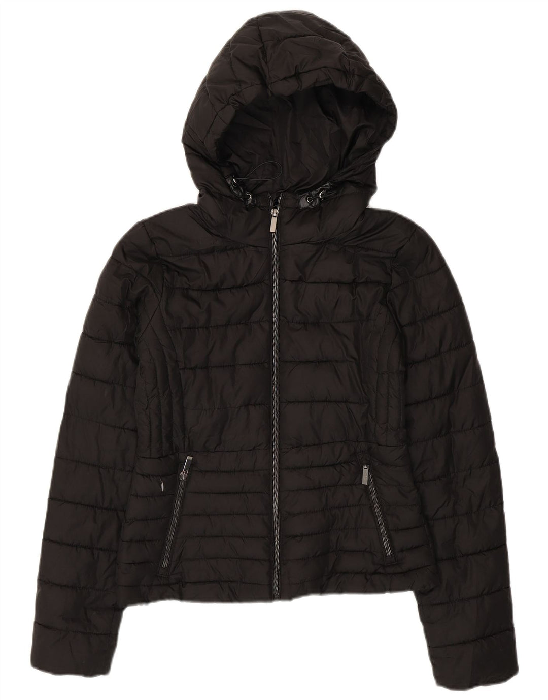 Zara Γυναικείο μπουφάν με κουκούλα UK 10 Small Black Polyester