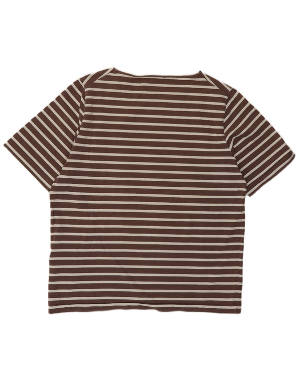 Cos Γυναικείο T-Shirt Top UK 14 Μεσαίο καφέ ριγέ βαμβακερό
