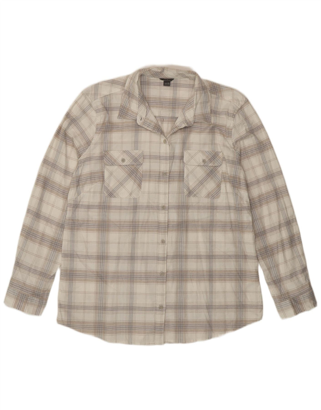 Eddie Bauer Γυναικείο φανελένιο πουκάμισο UK 18 XL Off White, καρό βαμβακερό