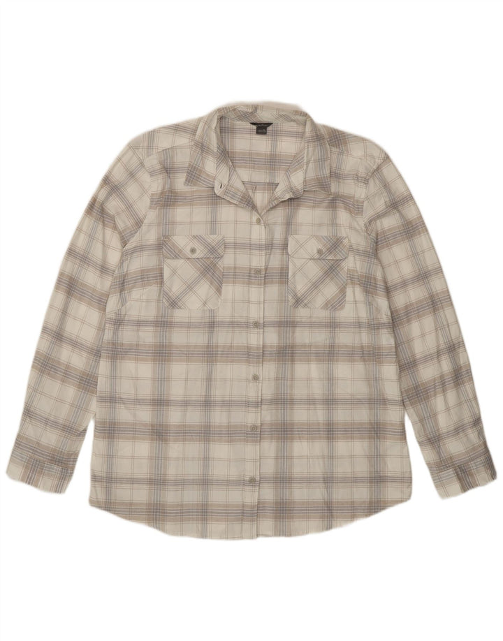 Eddie Bauer Γυναικείο φανελένιο πουκάμισο UK 18 XL Off White, καρό βαμβακερό