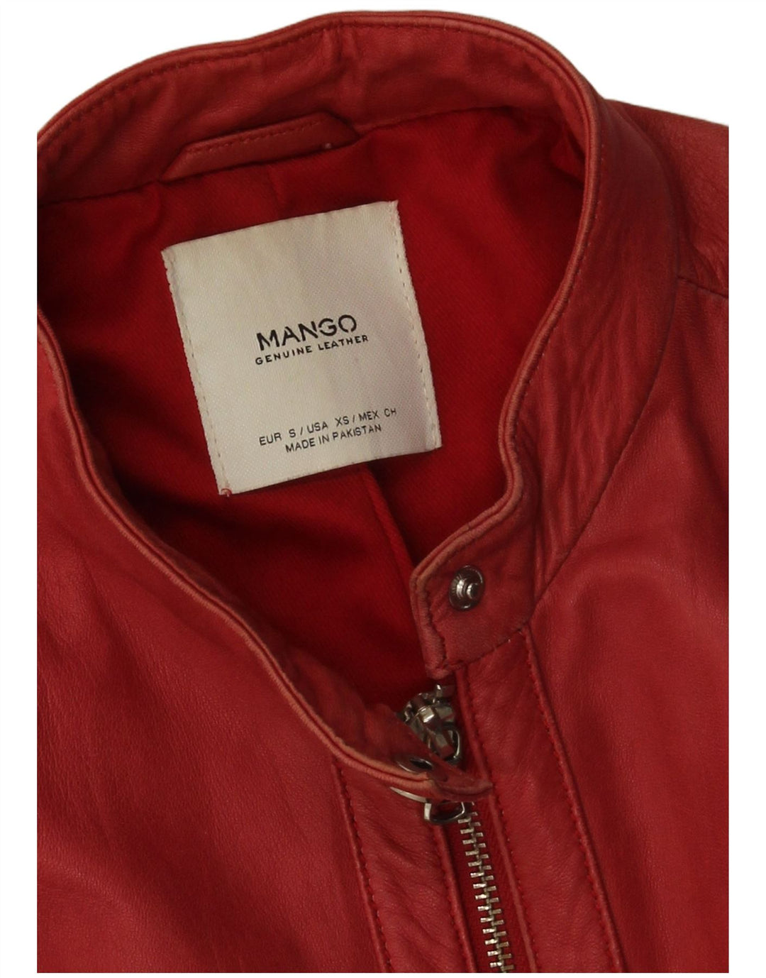 Mango Γυναικείο Δερμάτινο Μπουφάν UK 10 Small Red Leather