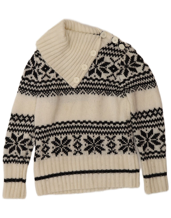 Yessica Γυναικείο πουλόβερ με κουμπιά χιονονιφάδας με κουμπιά για λαιμό, UK 14 Medium White Wint