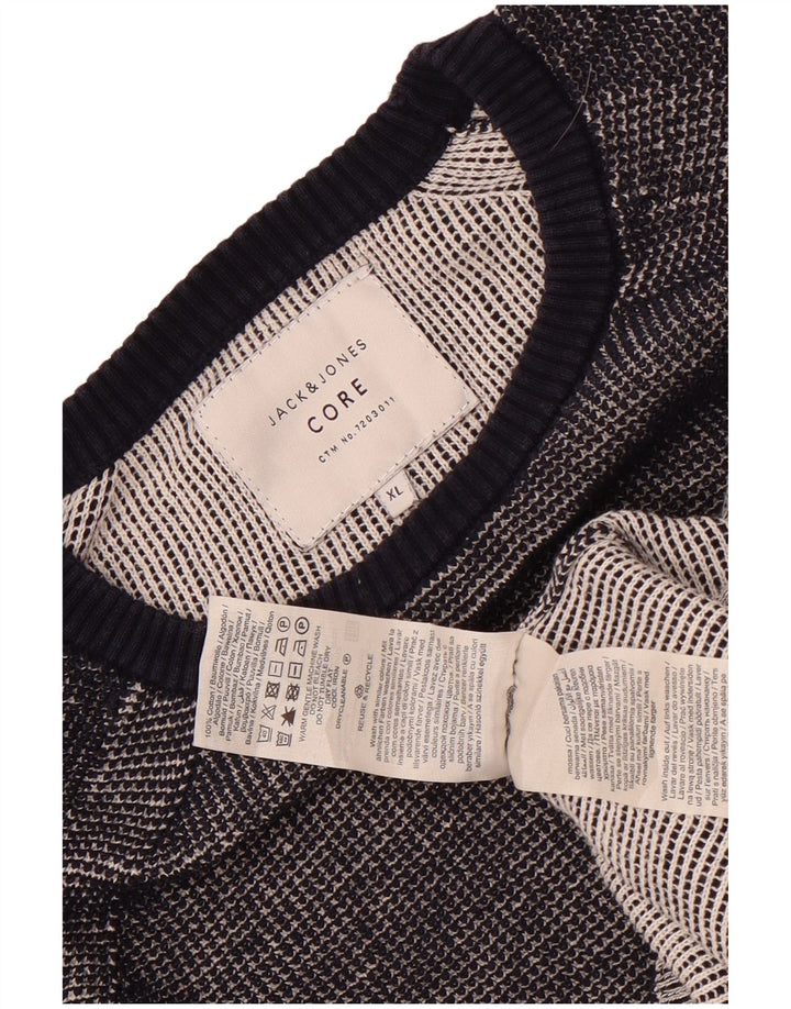 Jack & Jones Ανδρικό πουλόβερ με λαιμόκοψη XL Γκρι βαμβακερό
