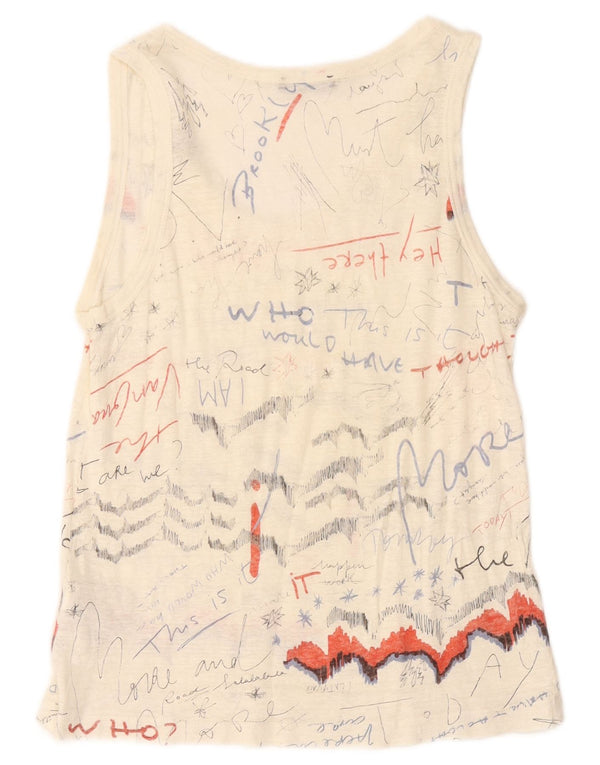 Γυναικείο γραφικό γιλέκο ZARA Top UK 14 Medium Off White Λευκό