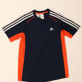 Adidas Boys T-shirt Top 13-14 Years Navy Blue Colorblock Polyester