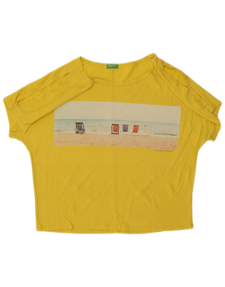 Γυναικεία γραφική μπλούζα BENETTON Top UK 16 Large Yellow