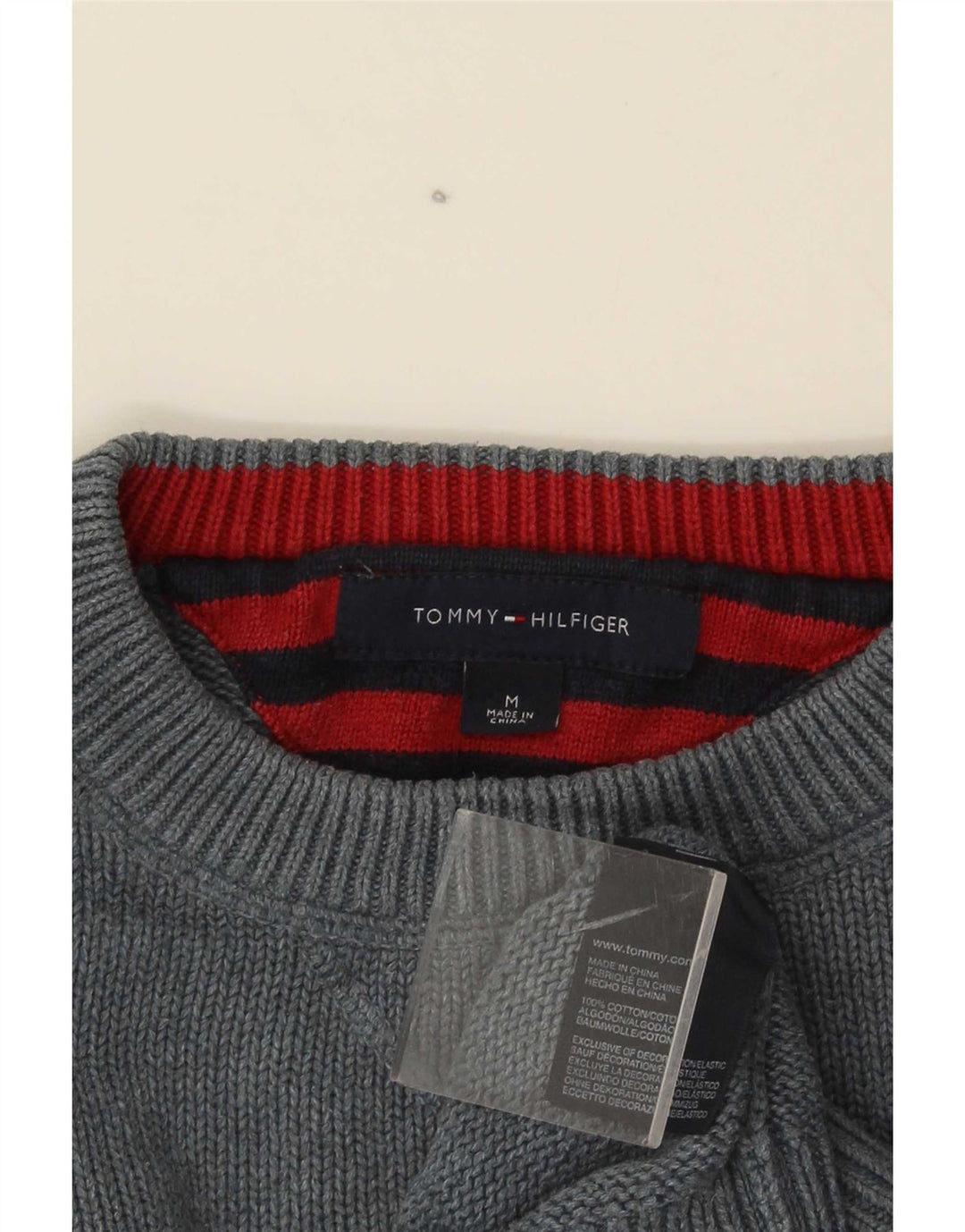 Ανδρικό πουλόβερ με λαιμόκοψη Tommy Hilfiger, μεσαίο βαμβακερό