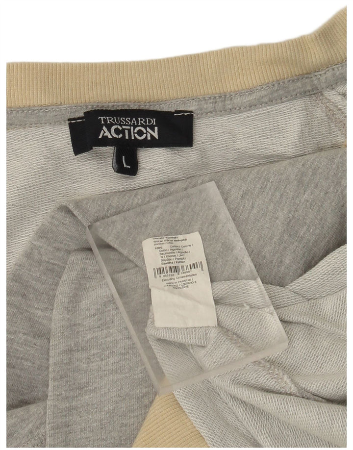 TRUSSARDI Γραφικό φούτερ για κορίτσια πουκάμισο 9-10 ετών μεγάλο γκρι βαμβακερό