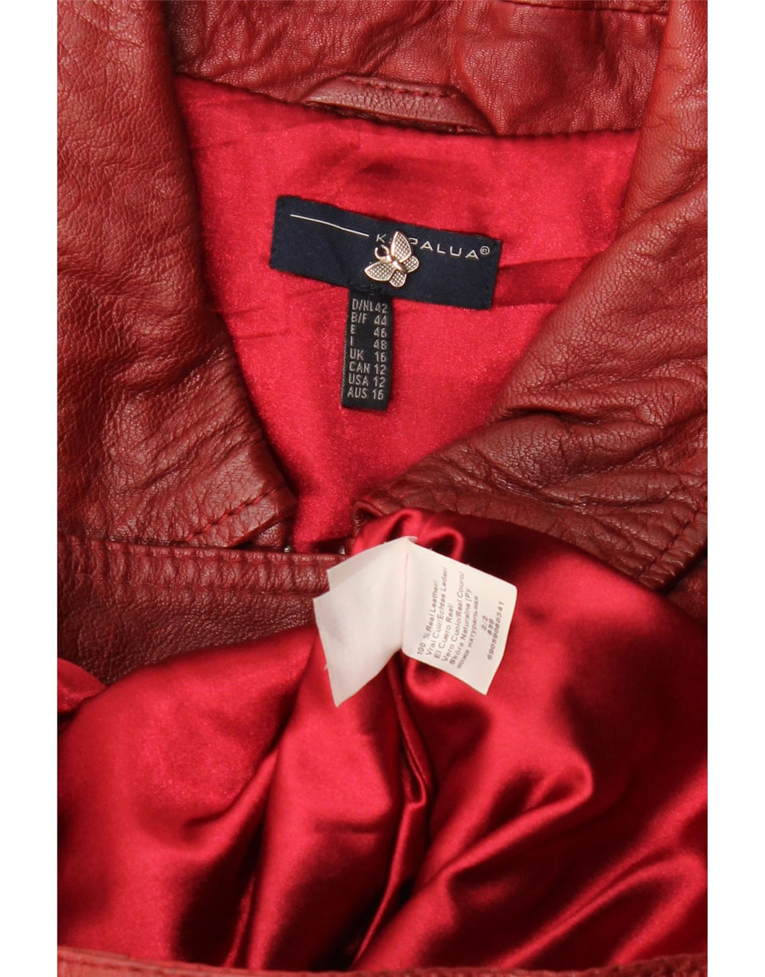 Kapalua Γυναικείο Δερμάτινο Μπουφάν UK 16 Large Burgundy Leather