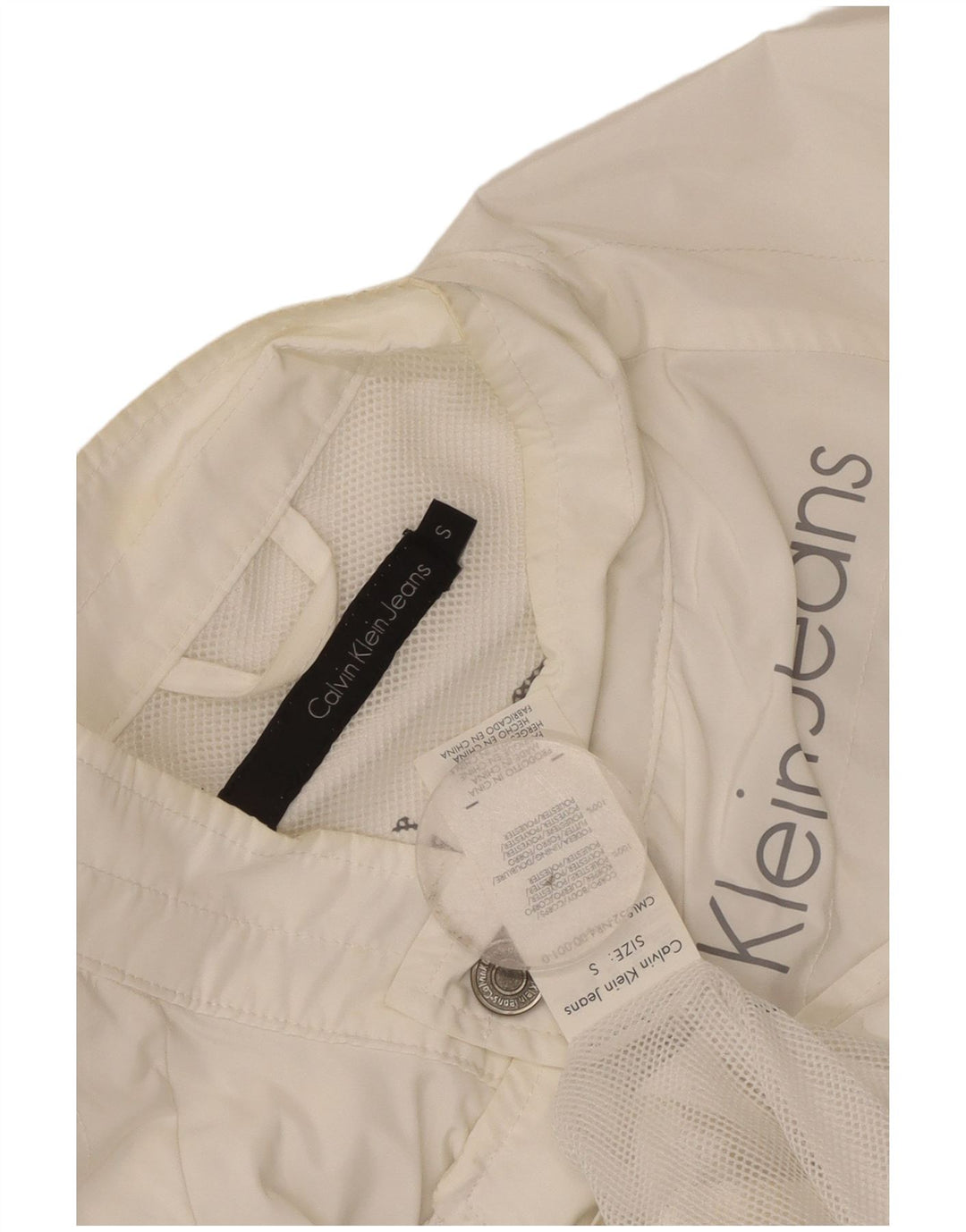 Calvin Klein Jeans Γυναικείο γραφικό μπουφάν βροχής UK 10 Small White Polyester