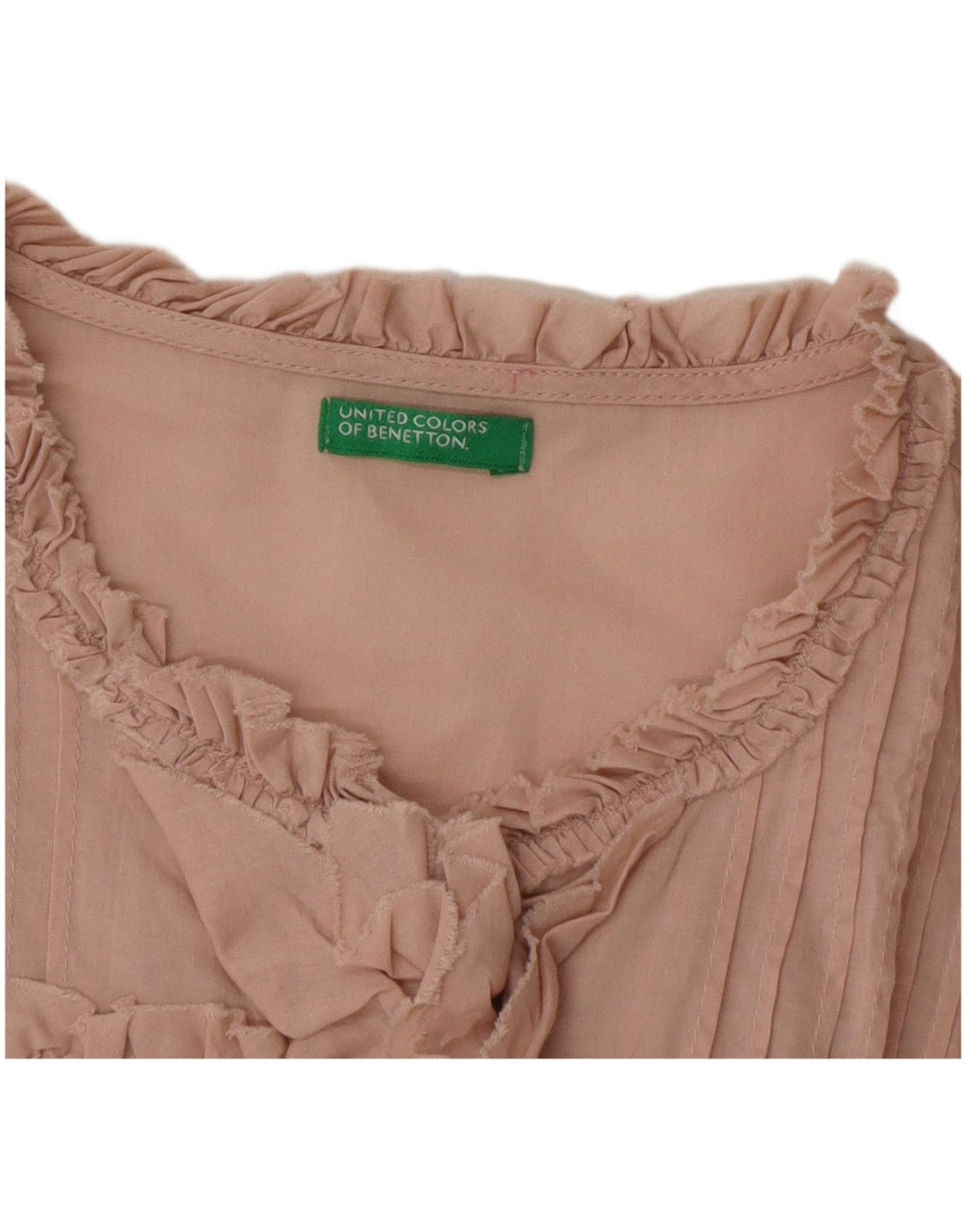 Benetton γυναικείο πουκάμισο βολάν μπλούζα UK 14 μεγάλο ροζ