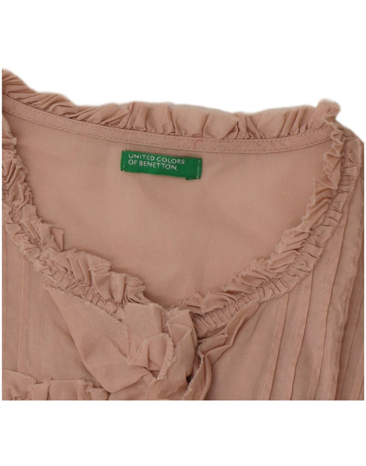 Benetton γυναικείο πουκάμισο βολάν μπλούζα UK 14 μεγάλο ροζ