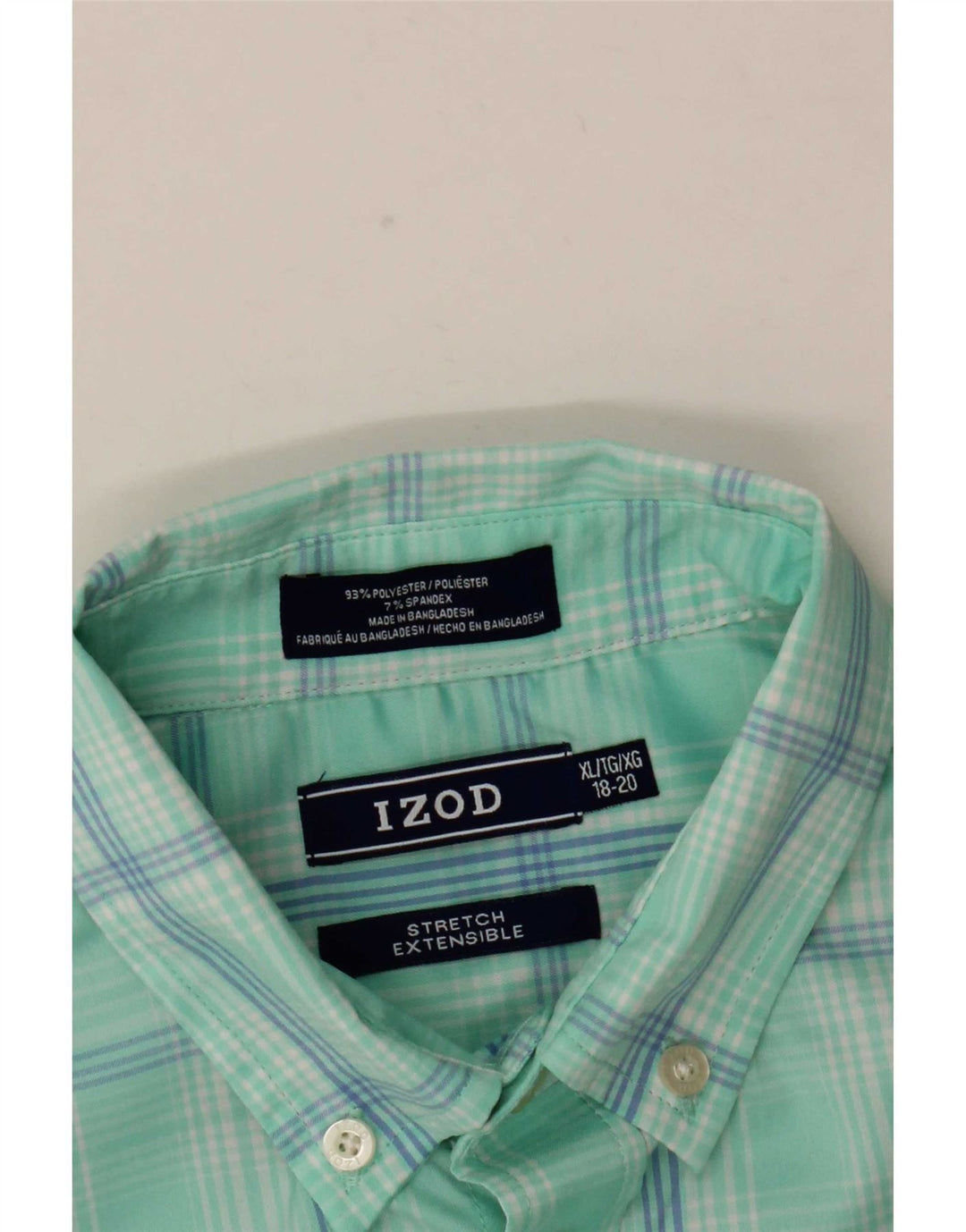 Izod Boys κοντομάνικο πουκάμισο 15-16 ετών XL Turquoise Check Polyester