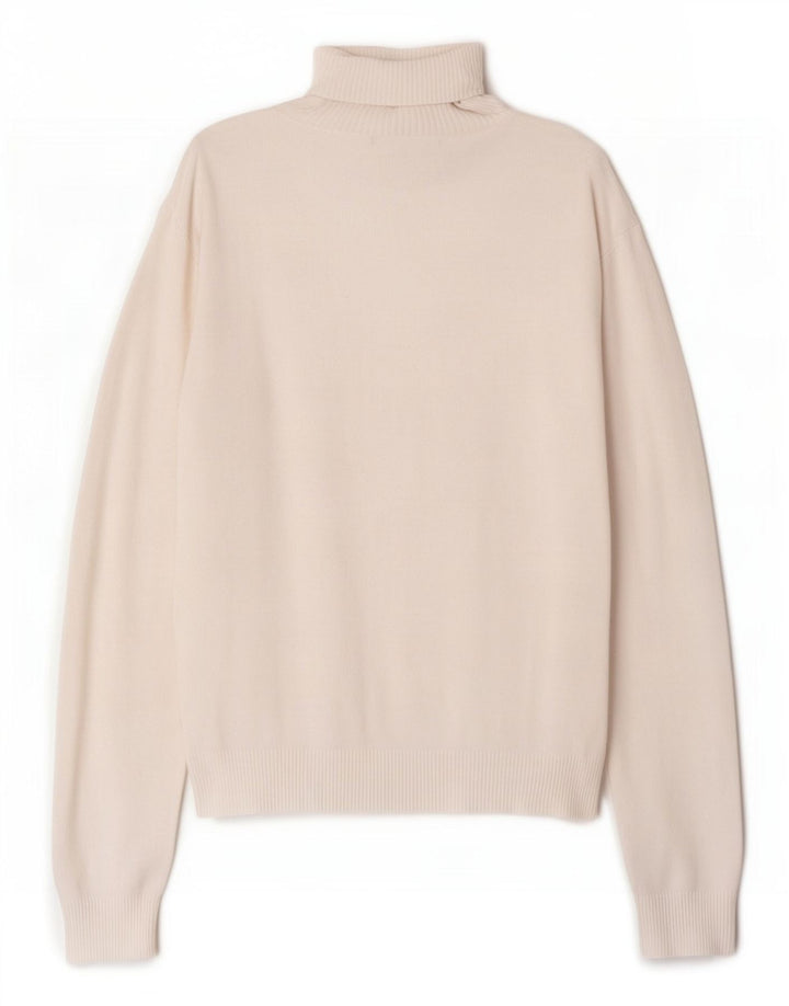 Zara Γυναικείο πουλόβερ με ρολό λαιμόκοψη UK 14 Large White Rayon