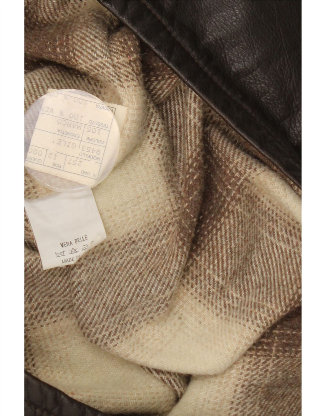 Vintage Ανδρικό Δερμάτινο Gilet IT 48 Μεσαίο Καφέ Δέρμα Colourblock