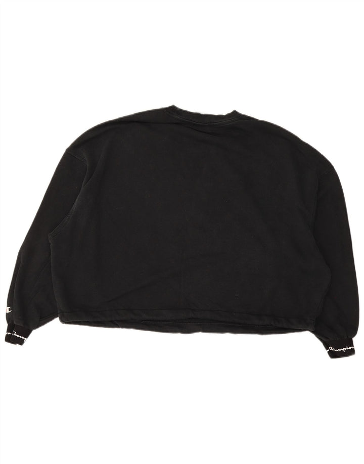 Champion Womens Graphic Oversized Φούτερ Jumper UK 10 Small Black