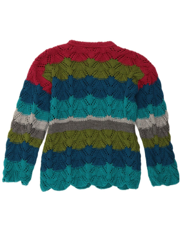 Vintage γυναικείο πουλόβερ με λαιμόκοψη UK 14 μεσαίου χρώματος ριγέ