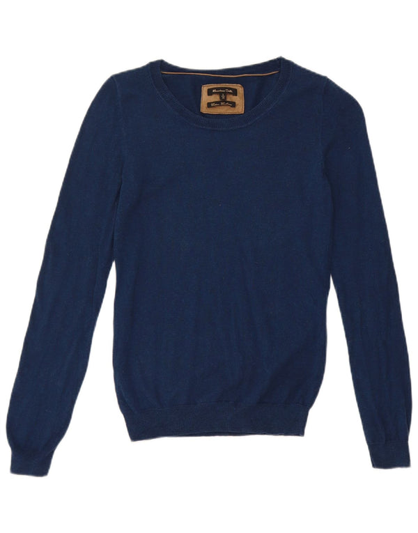 Massimo Dutti Γυναικείο πουλόβερ με λαιμόκαυστο UK 8 Small Navy Blue Cotton
