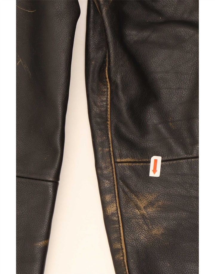 Vintage γυναικείο ίσιο δερμάτινο παντελόνι EU 38 Medium W30 L28 Μαύρο