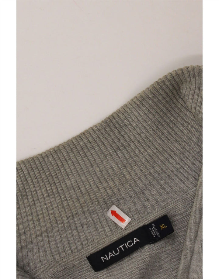 Ανδρικό πουλόβερ NAUTICA με φερμουάρ XL Γκρι Argyle/Βαμβακερό διαμάντι