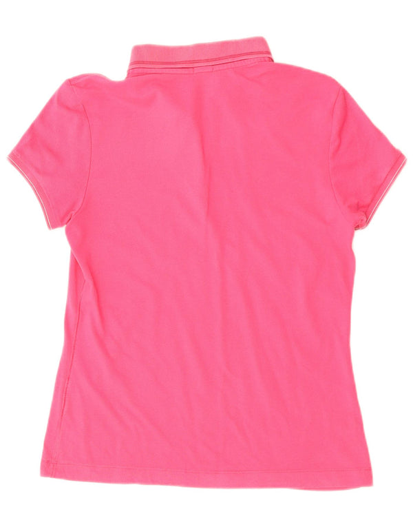 Champion Womens Heritage Fit Polo Shirt UK 12 Medium Pink Cotton