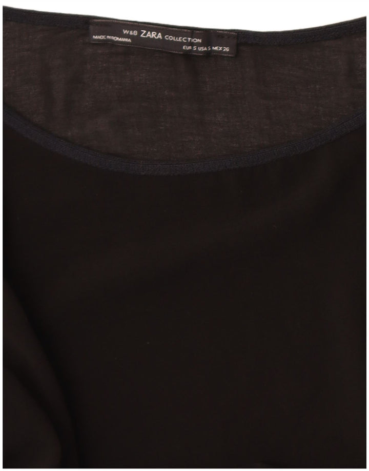 Zara Γυναικείο Μπλουζάκι 3/4 Μανίκι UK 10 Small Black
