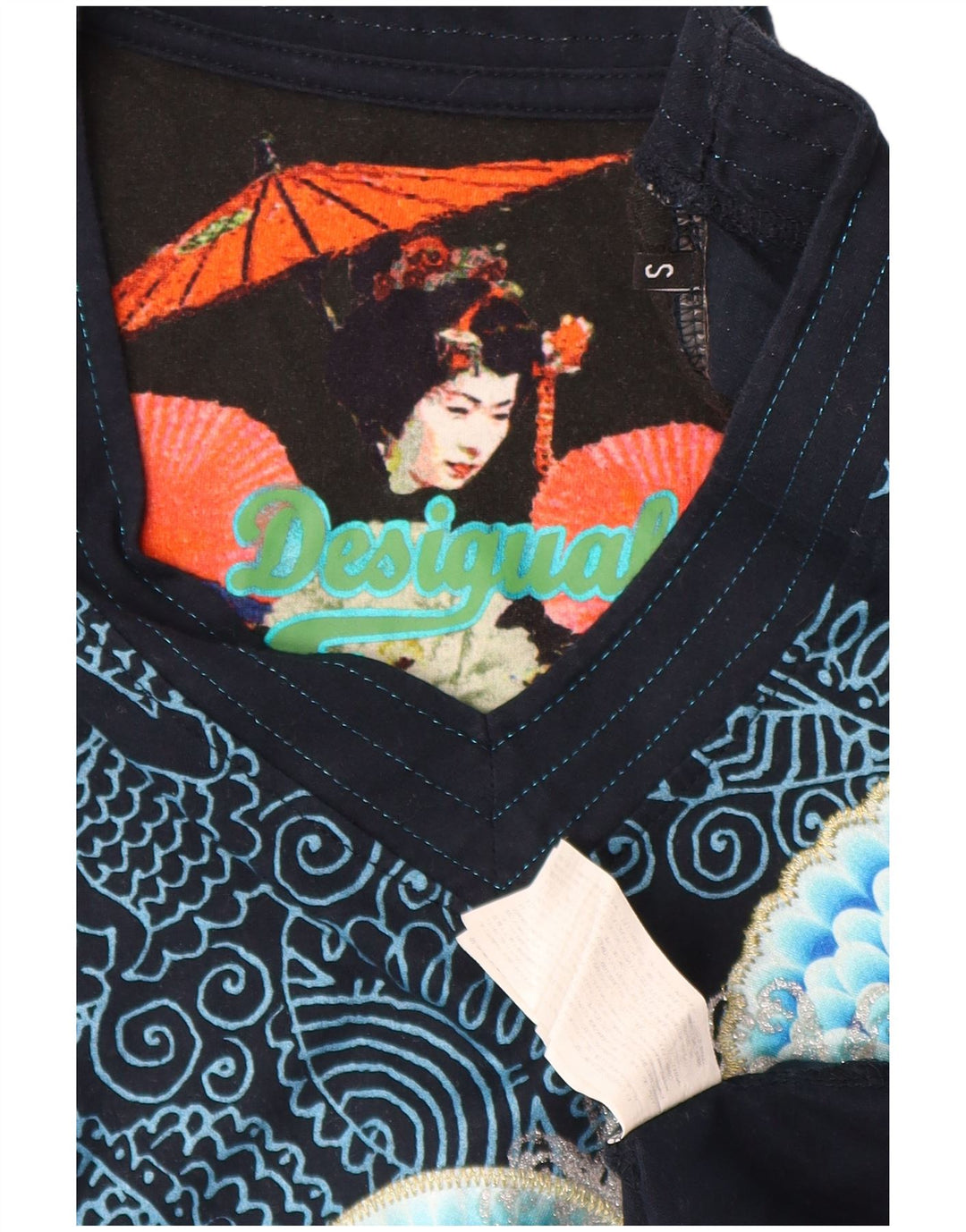 Desigual Γυναικείο τοπ μακρυμάνικο UK 10 Small Navy Blue