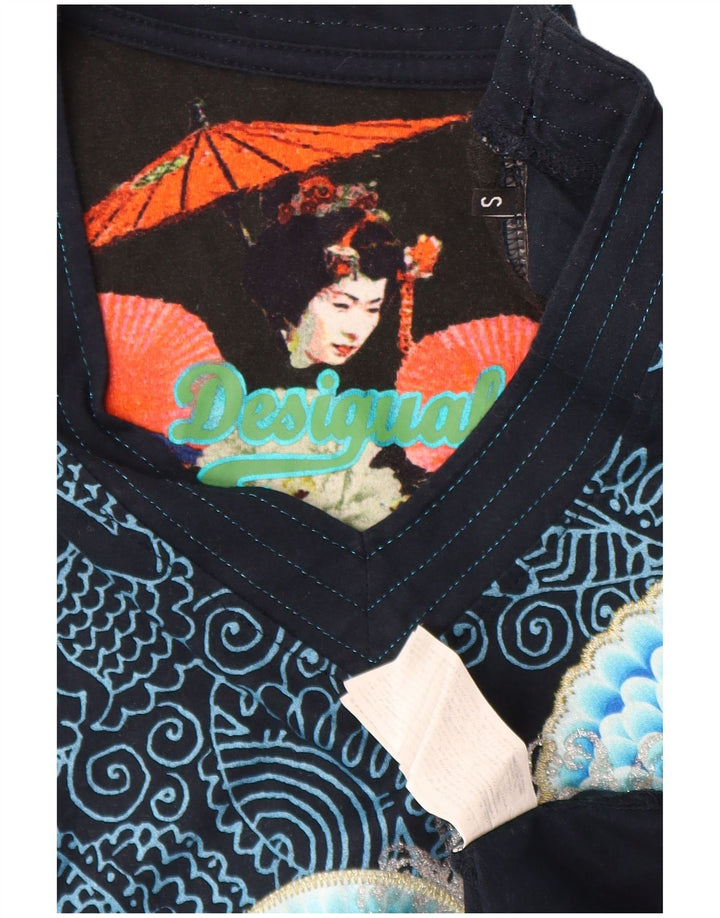 Desigual Γυναικείο τοπ μακρυμάνικο UK 10 Small Navy Blue