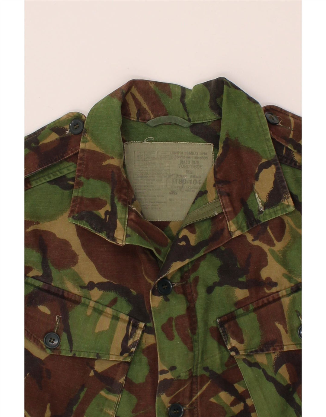 VINTAGE Mens Military Jacket UK 36 Small Khaki Camouflage Vintage Vintage and Second-Hand Vintage from Messina Hembry 
