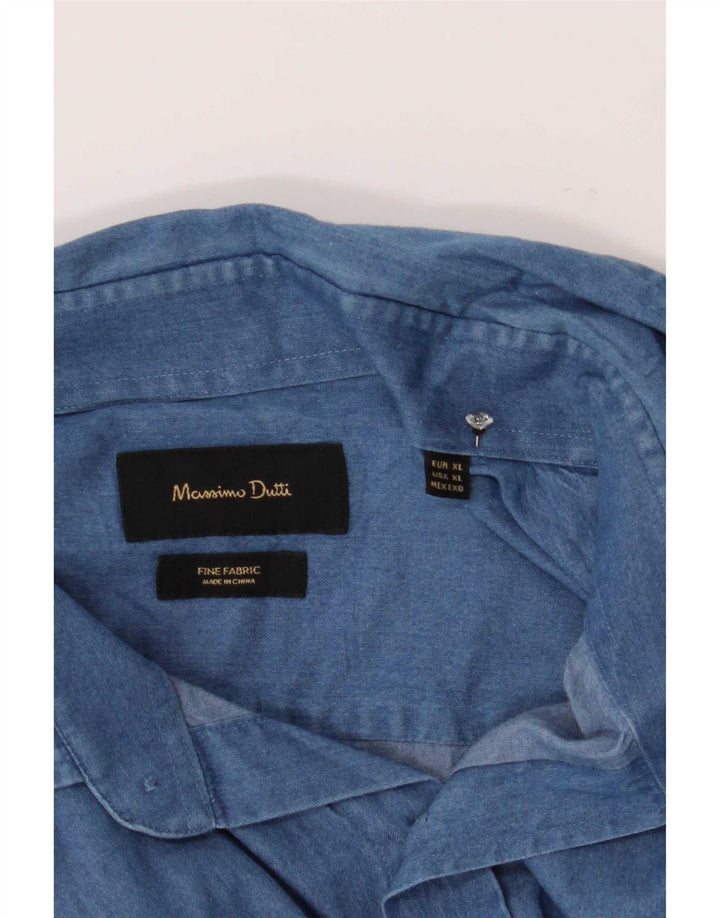 Ανδρικό τζιν πουκάμισο Massimo Dutti XL Navy Blue