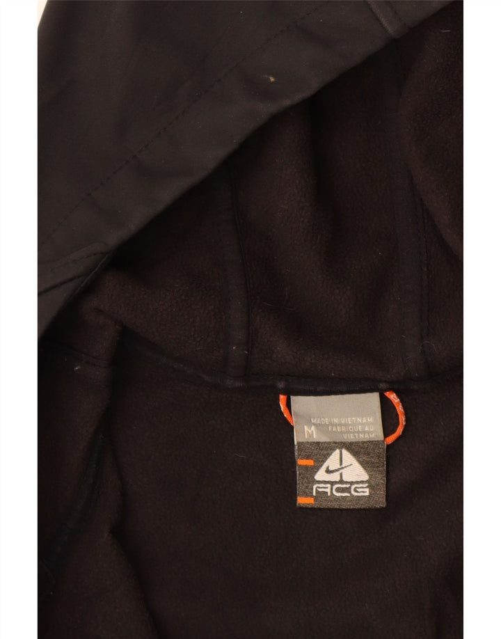 Γυναικείο μπουφάν NIKE με κουκούλα αντιανεμικό UK 12 μεσαίο μαύρο πολυεστέρα