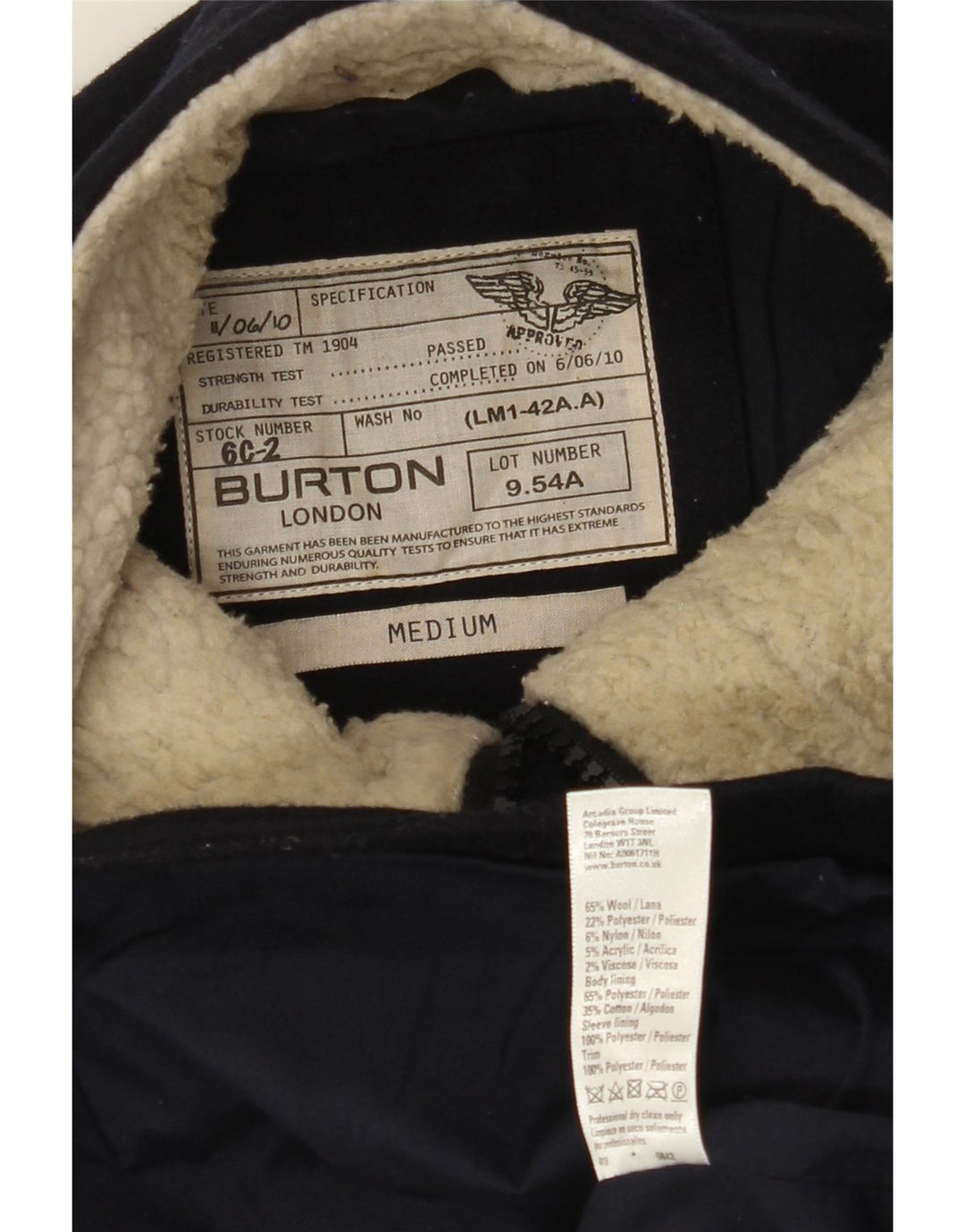 Burton Mens Duffle Jacket UK 38 Medium Navy Blue Wool