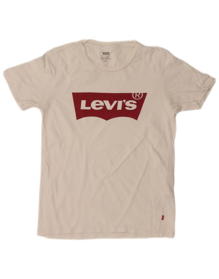 Γυναικείο γραφικό μπλουζάκι LEVI'S Top UK 6 XS Λευκό βαμβακερό