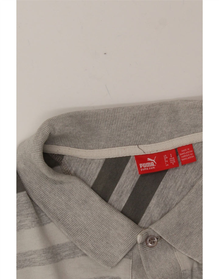 PUMA Mens Polo Shirt Small Grey Striped Vintage Puma and Second-Hand Puma from Messina Hembry 