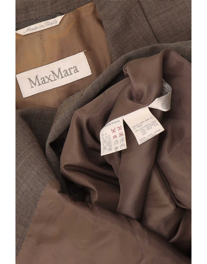 Max Mara γυναικείο διπλό μπουφάν σακάκι UK 16 Large Khaki Virgin Wool