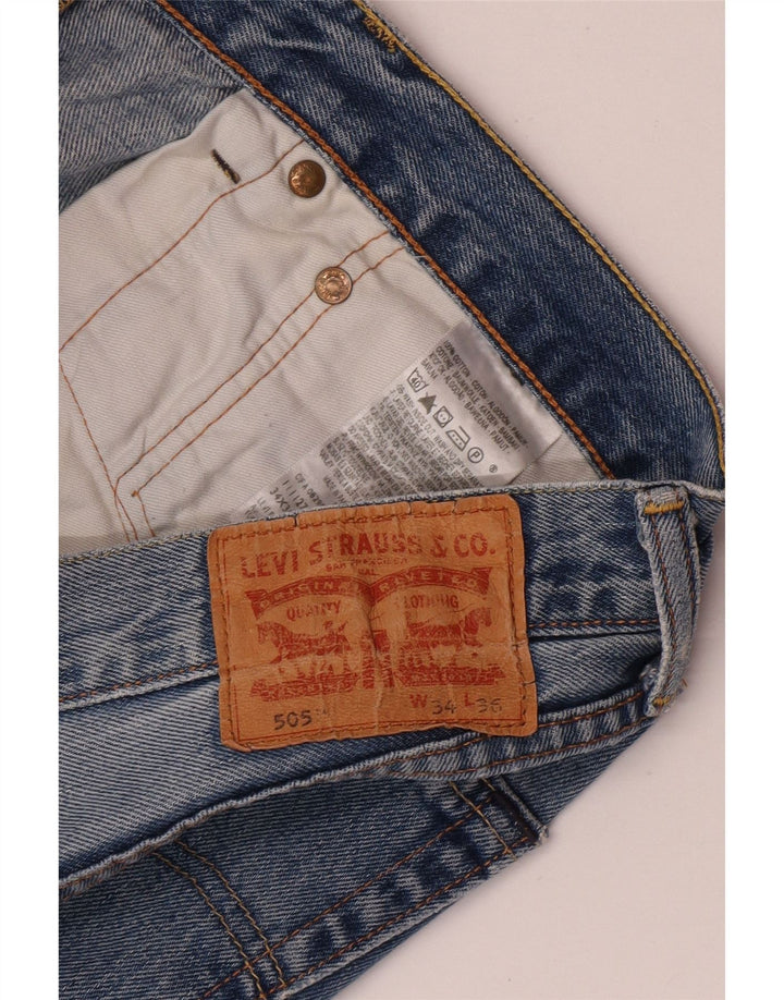 Levi's Mens 505 Straight Jeans W34 L32 Μπλε βαμβακερό