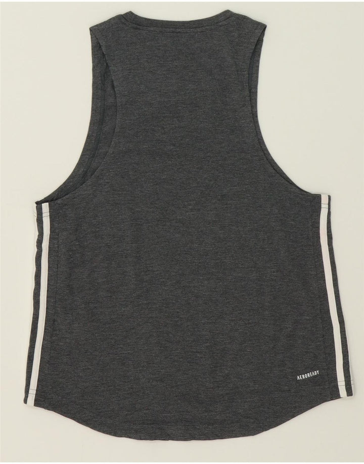 ADIDAS Womens Aeroready Vest Top UK 12/14 Medium Grey Polyester Vintage Adidas and Second-Hand Adidas from Messina Hembry 