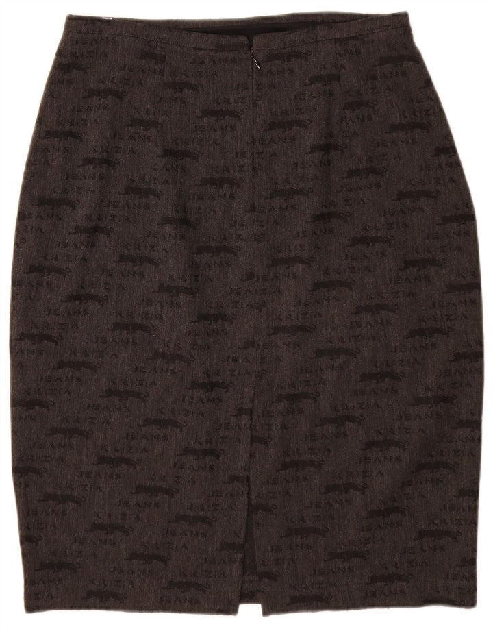 KRIZIA JEANS Γυναικεία γραφική Pencil Φούστα UK 12 Medium W28 Γκρι