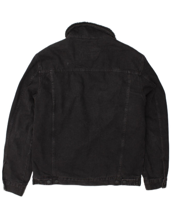 Zara Ανδρικό τζιν Sherpa Jacket UK 40 Large Black Polyester