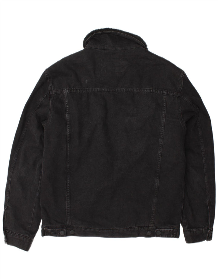 Zara Ανδρικό τζιν Sherpa Jacket UK 40 Large Black Polyester
