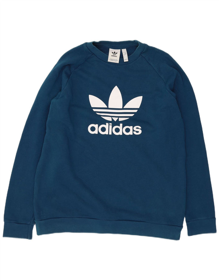 Ανδρικό γραφικό φούτερ ADIDAS Jumper μεγάλο μπλε βαμβακερό