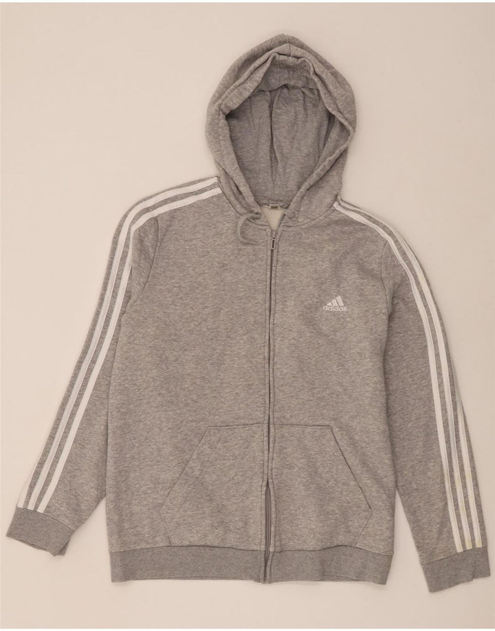 Ανδρικό πουλόβερ Adidas με φερμουάρ με κουκούλα σε μεσαίο γκρι χρώμα