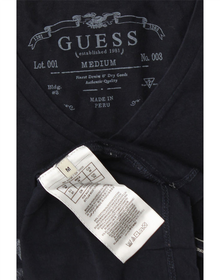 Ανδρικό γραφικό μπλουζάκι Guess Top από μεσαίο ναυτικό μπλε βαμβακερό