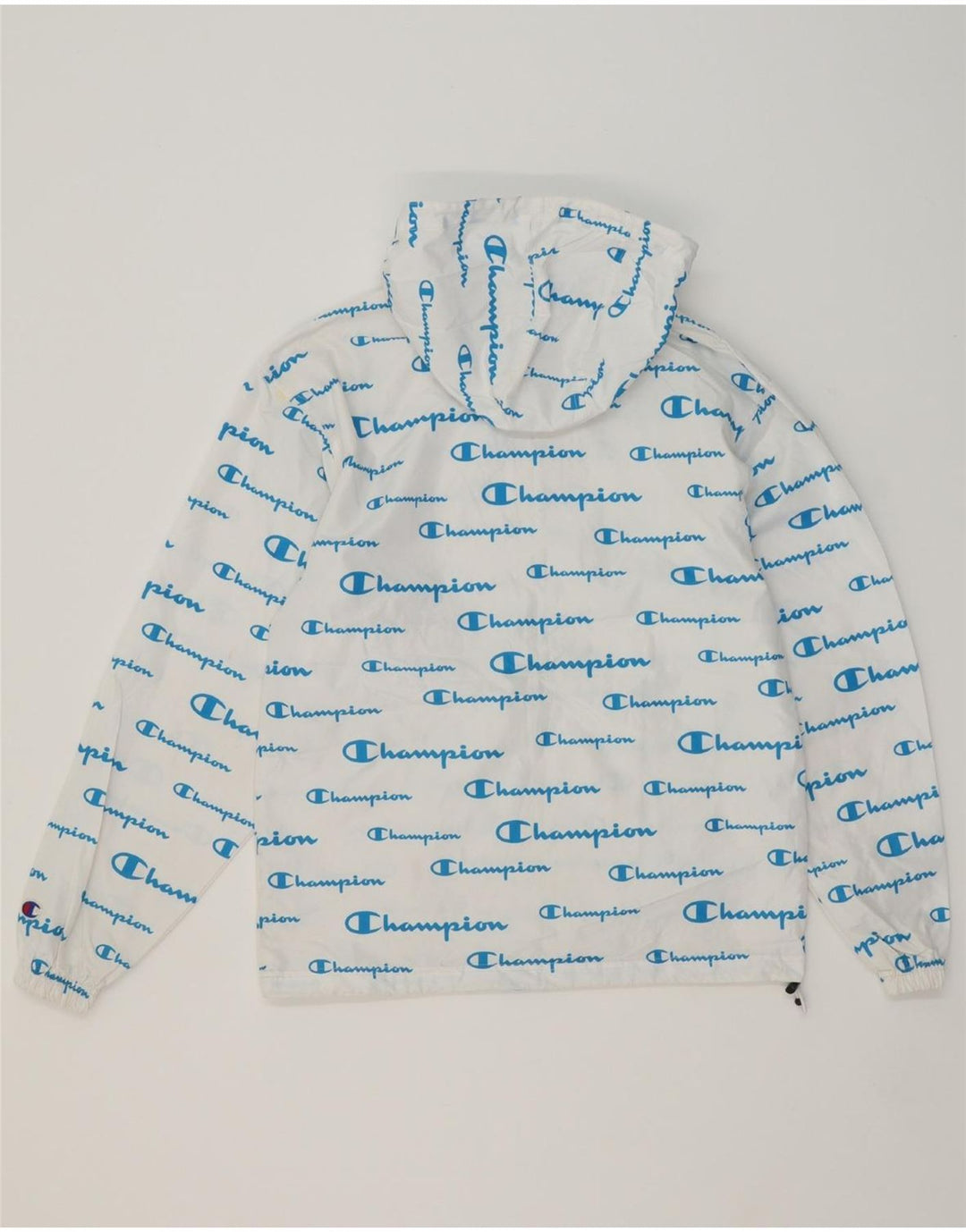 CHAMPION Womens Graphic Hooded Rain Jacket UK 6 XS White Polyester Vintage Champion and Second-Hand Champion from Messina Hembry 