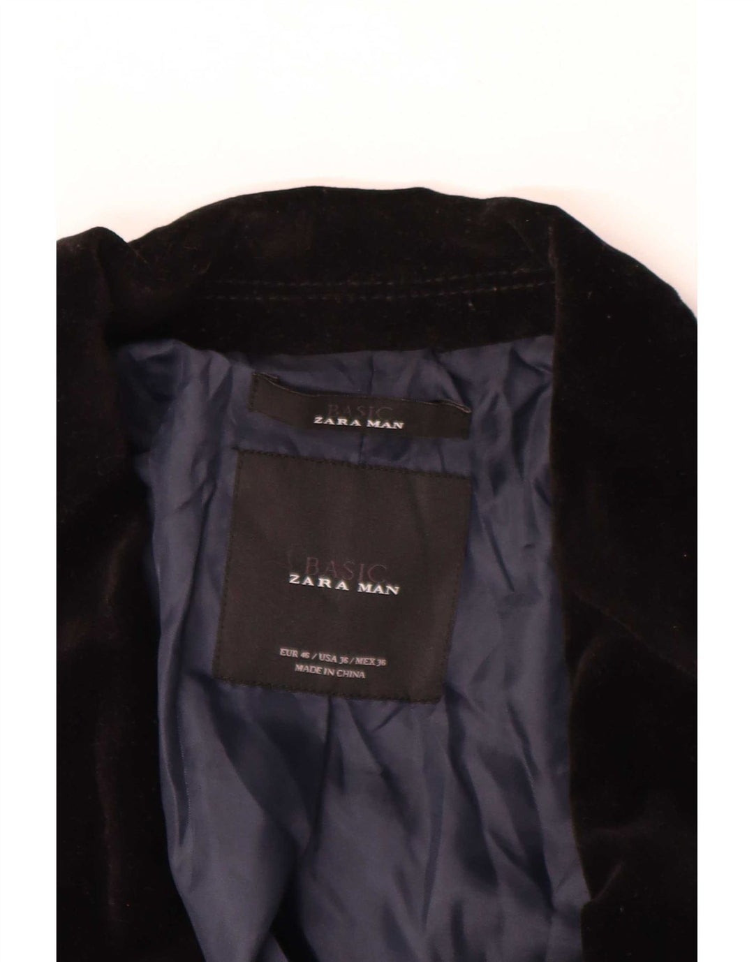 Zara Ανδρικό βελούδινο σακάκι μπλέιζερ με 2 κουμπιά EU 46 Small μαύρο βαμβακερό
